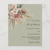 ベージュタウペバラセージ緑結婚式招待状 (正面)