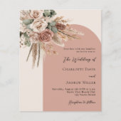 ベージュタウペバラパンパスアーチ結婚式招待状 (正面)