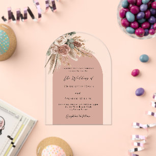 ベージュタウペバラパンパ澄んス結婚アーツ アクリル招待状