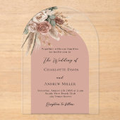 ベージュタウペバラパンパ澄んス結婚アーツ アクリル招待状 (正面)