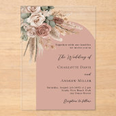 ベージュタウペバラパンパ澄んス結婚アーツ アクリル招待状 (正面)