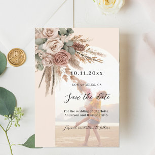 ベージュタウペバラパンパ結婚ス写真アーチ セーブザデート