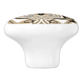 ベージュタウペブラウン白黒エスニック部族アート セラミックノブ (側面)