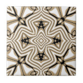 ベージュタウペブラウン白黒エスニック部族アート タイル (正面)