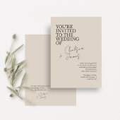 ベージュタウペ | シックなスクリプト結婚ミニマリスト 招待状
