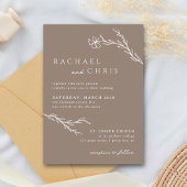 ベージュタシンプルウペモダンボホフローラ植物学 招待状