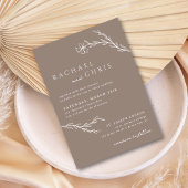 ベージュタシンプルウペモダンボホフローラ植物学 招待状