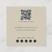 ベージュタトゥーアーティストカスタムソーシャルメディアアイコン スクエア名刺 (裏面)