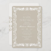 ベージュタラベラタイルフィスペインのエスタベビースプリンクル 招待状 (正面/裏面)