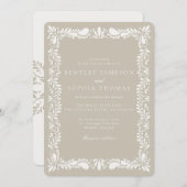 ベージュタラベラタイルフィスペインのエスタ結婚ーズ 招待状 (正面/裏面)
