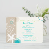 ベージュタンアクアビーチサプライズブライダルシャワー 招待状 (スタンド正面)