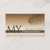 ベージュタングラディエントパームリーフモノグラムと写真 名刺 (正面)