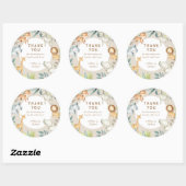 ベージュタンサファリ動物ボホボヘミアンベビーシャワー ラウンドシール (シート)