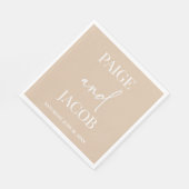 ベージュタンミニマルミニマル名前をカスタムする結婚ズ スタンダードランチョンナプキン (角)