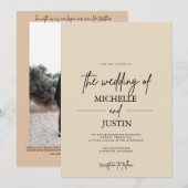 ベージュタン QR 結婚式招待状 招待状 (正面/裏面)