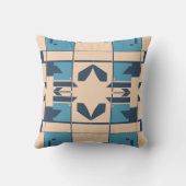 ベージュターコイズネイビー地中海のラージモザイク クッション (裏面)