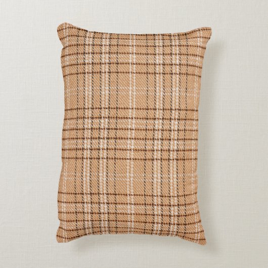 ベージュタータンチェックの背景チェックされた格子縞の織り目 アクセントクッション (裏面(縦))