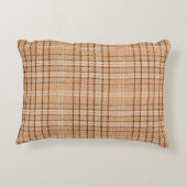 ベージュタータンチェックの背景チェックされた格子縞の織り目 アクセントクッション (裏面)