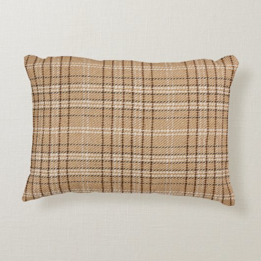 ベージュタータンチェッククラシック:格子織り。 アクセントクッション (裏面)
