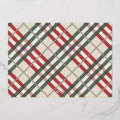 ベージュタータンチェックプレイドクリスマスフォイルホリデーカード 箔シーズンカード (裏面)