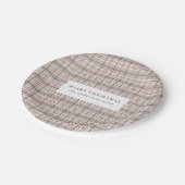 ベージュタータンチェック格子状クリスマス ペーパープレート (アングル)