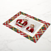 ベージュタータン柄のクリスマスホリデーカード 箔シーズンカード (回転した状態)