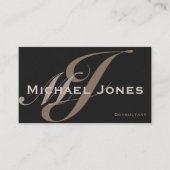 ベージュダブルモノグラムエレガントプロフェッショナルモダン 名刺 (正面)