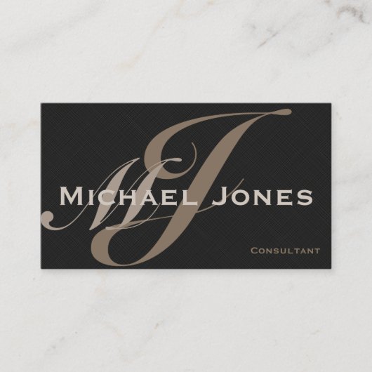 ベージュダブルモノグラムエレガントプロフェッショナルモダン 名刺 (正面)