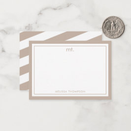 ベージュダブル縁どモノグラムモダン(ベージュダブルストライプの) ノートカード