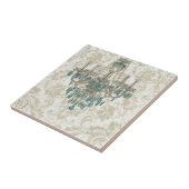 ベージュダマスク織のフランスのな国の青のシャンデリア タイル (側面)