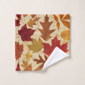 ベージュダマスク織の紅葉 バスタオルセット (ウォッシュタオル)