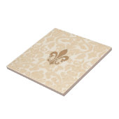 ベージュダマスク織の(紋章の)フラ・ダ・リ タイル (側面)