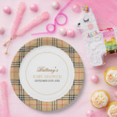 ベージュチェックプライド赤ちゃんシャワー ペーパープレート (パーティー)