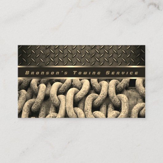 ベージュチェーンプロフェッショナル自動曳航サービス 名刺 (正面)