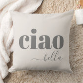 ベージュチャオベラハロービューティフルモダンタイポグラフィ クッション (ブランケット)