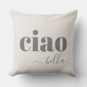 ベージュチャオベラハロービューティフルモダンタイポグラフィ クッション (正面)