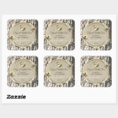 ベージュツリーバーク金ゴールドフレーム製品ラベル追加ロゴ スクエアシール (シート)