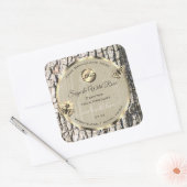 ベージュツリーバーク金ゴールドフレーム製品ラベル追加ロゴ スクエアシール (封筒)