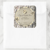 ベージュツリーバーク金ゴールドフレーム製品ラベル追加ロゴ スクエアシール (バッグ)