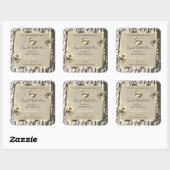 ベージュツリーバーク金ゴールドフレーム製品ラベル追加ロゴ スクエアシール (シート)