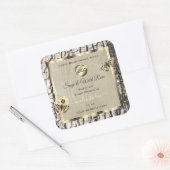 ベージュツリーバーク金ゴールドフレーム製品ラベル追加ロゴ スクエアシール (封筒)