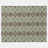 ベージュティール（緑がかった色）ブルーグリーンチューペブラウントライバルパターン フリースブランケット (正面(横))