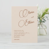 ベージュテラコッタミニマル結婚式招待状 招待状 (スタンド正面)
