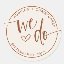 ベージュテラコッタ私たちは結婚の封筒用シールをする ラウンドシール