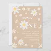 ベージュデイジー第1回誕生日の招待状1 招待状 (正面)