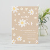 ベージュデイジー第1回誕生日の招待状1 招待状 (スタンド正面)