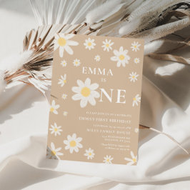 ベージュデイジー第1回誕生日の招待状1 招待状