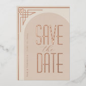 ベージュデコモダンアーチ 箔招待状 (正面)