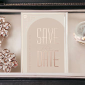 ベージュデコモダンアーチ 箔招待状