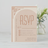 ベージュデコモダンアーチRSVP 箔招待状 (立ち正面)